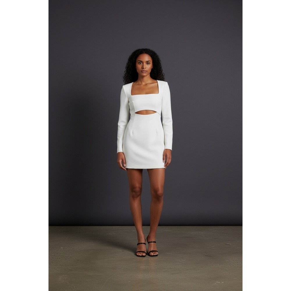 MISHA White Long Sleeve Cutout Square Neck Mini Dress Size US‎ 2